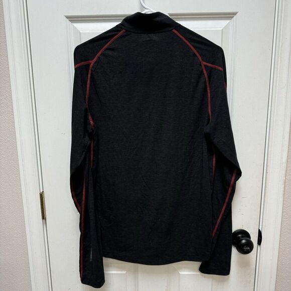 Paradox Mens Merino Wool Blend Base Layer Shirt Small 1/4 Zip Knit Black Red - Picture 2 of 8